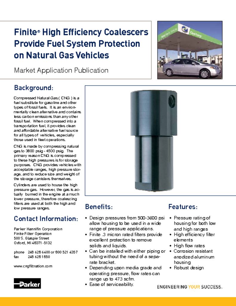 Parker Finite High Efficiency Coalescers Brochure MAP-CNG