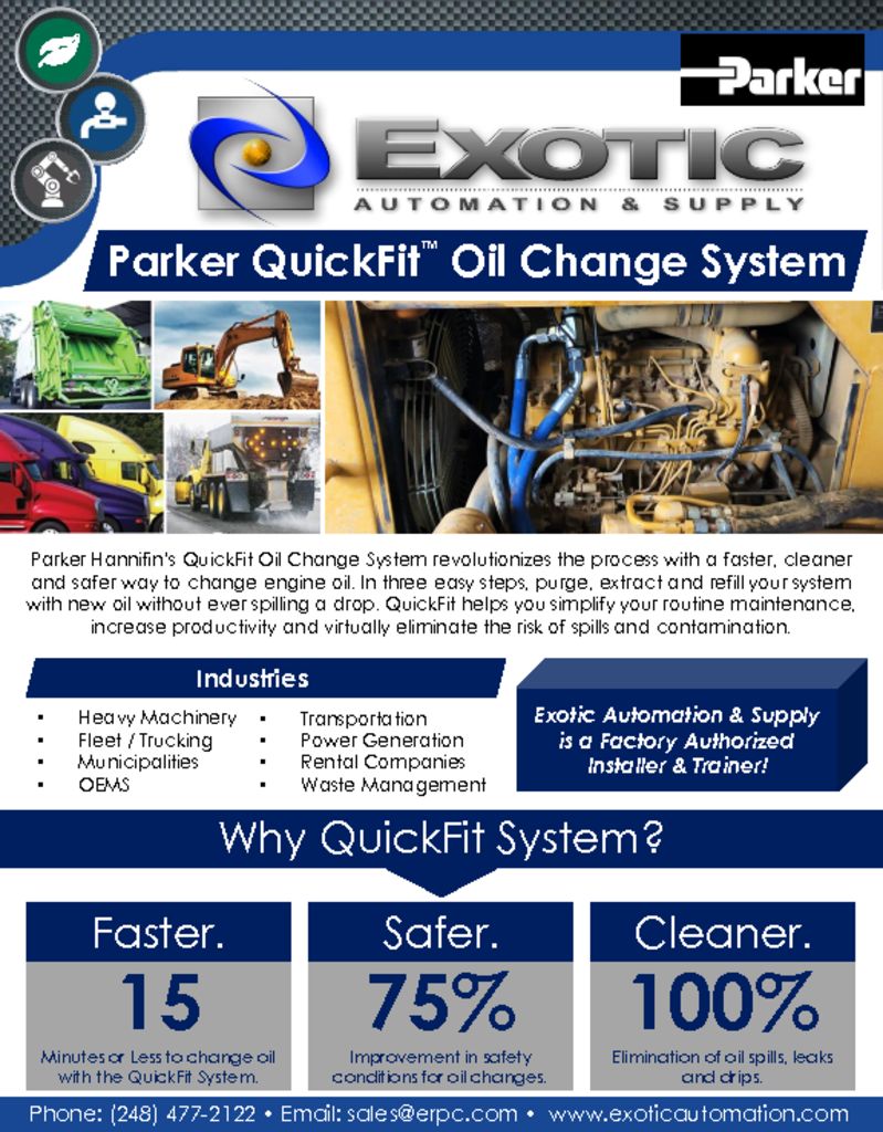 Parker QuickFit Oil Change System